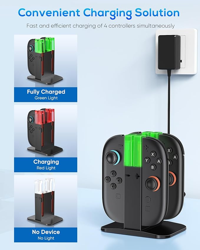 Charging Dock for Joycon 2 Controller, Charger Dock Station for Nintendo Switch 2 Accessories Kits with a USB Type-C Charging Cord (Black, 7.9 inch Switch 2)
