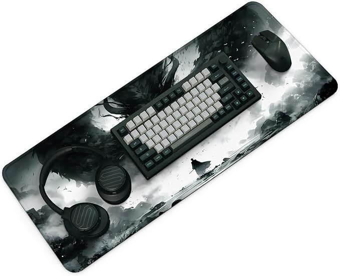 Gaming Mouse Pad with Non-Slip Base, Cute Mouse Mat with Stitched Edges for Keyboard and Mouse, Large Anime Mousepad for Computer, 31.5 x 11.8 inches (Dragon)