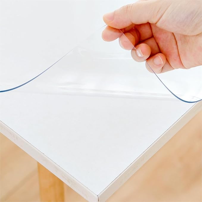 16 x 63 Inch Clear Table Cover Protector, Clear Table Protector, 1.5mm Plastic Table Cover, Vinyl Table Protector, Desk Mats on Top of Desks