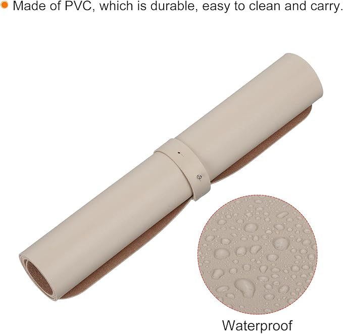PATIKIL 31"x16" Desk Mat Protector, PVC Non-Slip Waterproof Mouse Pad Writing Mat for Office Home, Apricot