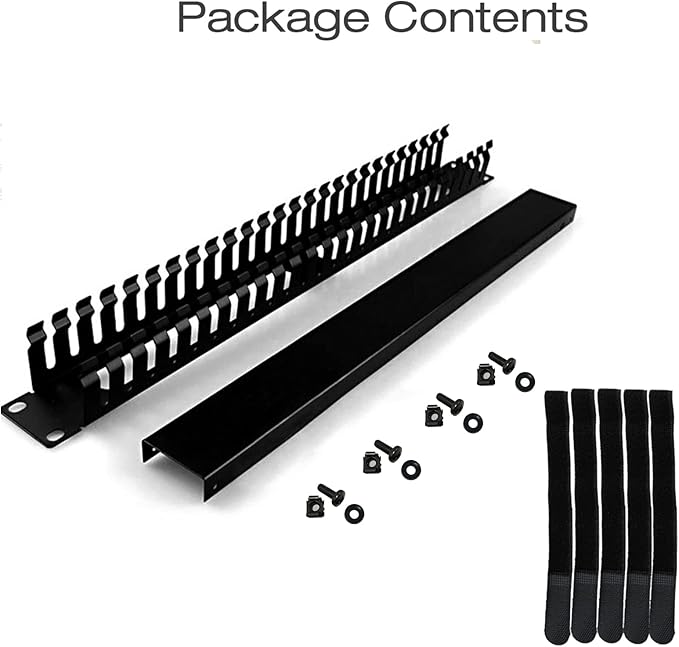 19 Inch 1U Cable Management Horizontal Cable Rack Mount Manager with mounting Screws for Service Rack Cabinet 24 Slot Finger Duct with Cover