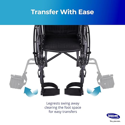 Invacare T93HCP Wheelchair Hemi Footrest with Composite Footplate and Heel Loop for Wheelchair, Pair