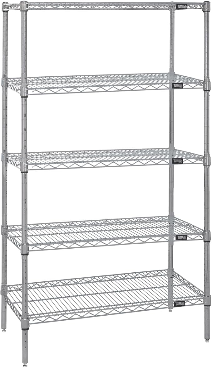 Quantum Storage Systems WR86-1854S-5 Starter Kit Wire Shelves Stainless Steel 5 Shelves 86" H x 54" W x 18" D
