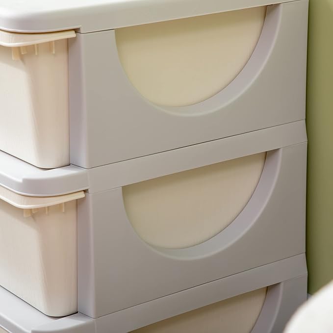 Qaba 3 Tier Kids Storage Unit, Toy Organizers and Storage with 3 Drawer Chest for Kids Bedroom Nursery Kindergarten Living Room for Boys Girls Toddlers, Cream White