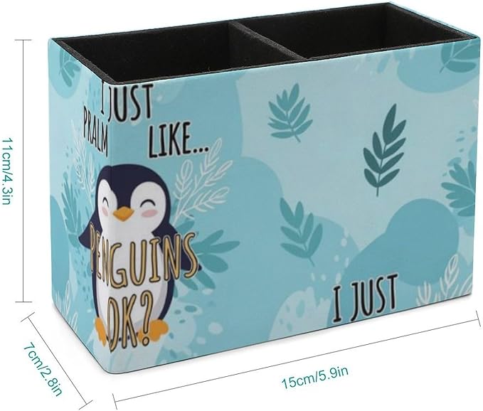 Decorative PU Leather Pen Holder Cute Penguin, Add Charm to Your Workspace