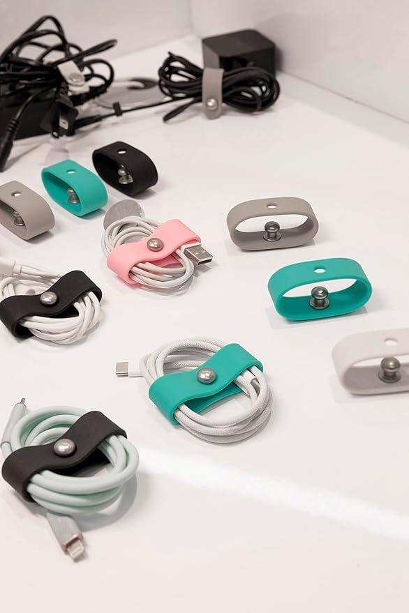 20 Pack Cord Organizer, Ring Cord Keeper, Cable Organizer USB holder, Silicone Cable Ties, Reusable Cord Organizer Cable Straps, Earphone winder, Storage Straps for Electronics, Earbuds