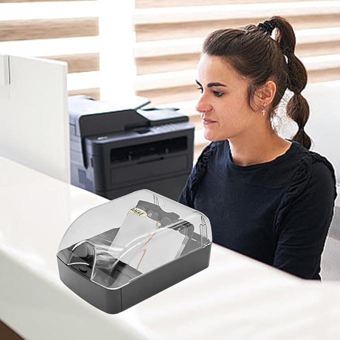 Business Card Holder, 350-Card Capacity Business Card File Plastic Storage Box with Transparent Tilted Lid, Dust-Proof Desktop Organizer for Office Reception(SIZE:S)
