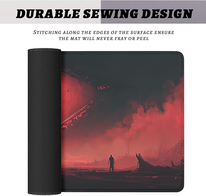 Sun Gaming Mouse Pad Apocalypse Scene Black Hole Solar Eclipse Mousepad Extended Large Laptop Keyboard Non-Slip Rubber Base with Stitched Edges for Home 31.5x11.8 in