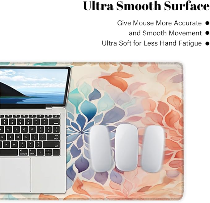 Large Mouse Pad Watercolour Abstract Flower Non-Slip Rubber Long Gaming Desk Mat Big Computer Keyboard Mousepad Waterproof Protector Wristing Pad for Gaming Office Home Decorative 31.5 X 11.8 Inch