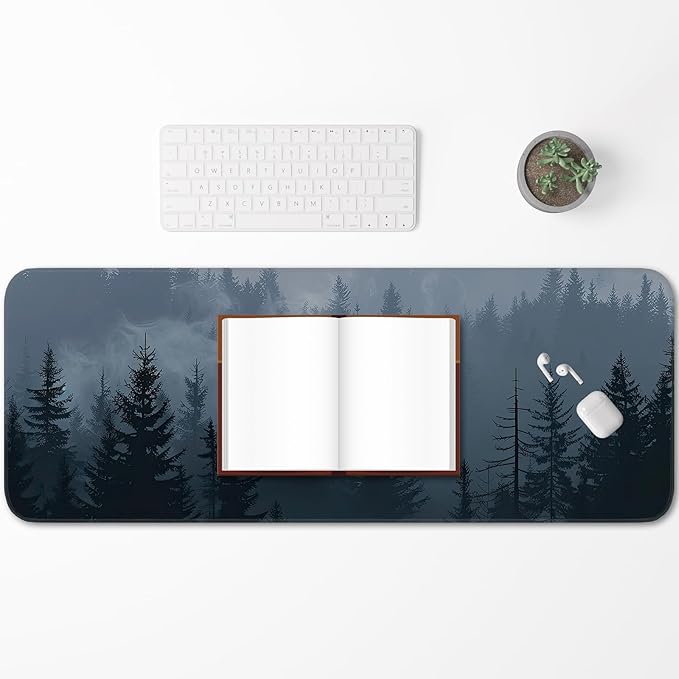 Mouse Pad, Misty Forest Pattern, Non-Slip Rubber Gaming Mouse Pad with Stitched Edges for Computer, Office, Home, 31.5 x 11.8 Inch (Forest)