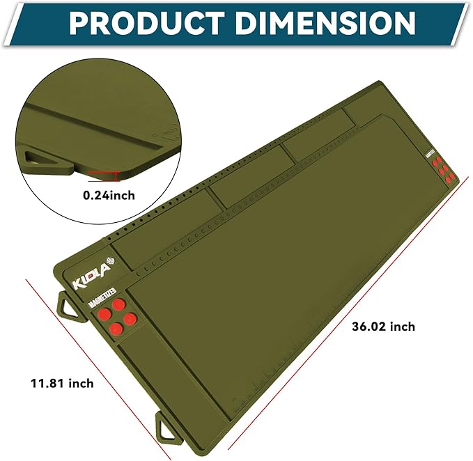Klola Rifle Shotgun Cleaning Mat - Large Magnetic Gun Mat with Organizer Parts Tray, Anti-Slip Workbench Cleaning Pad, Inch Ruler