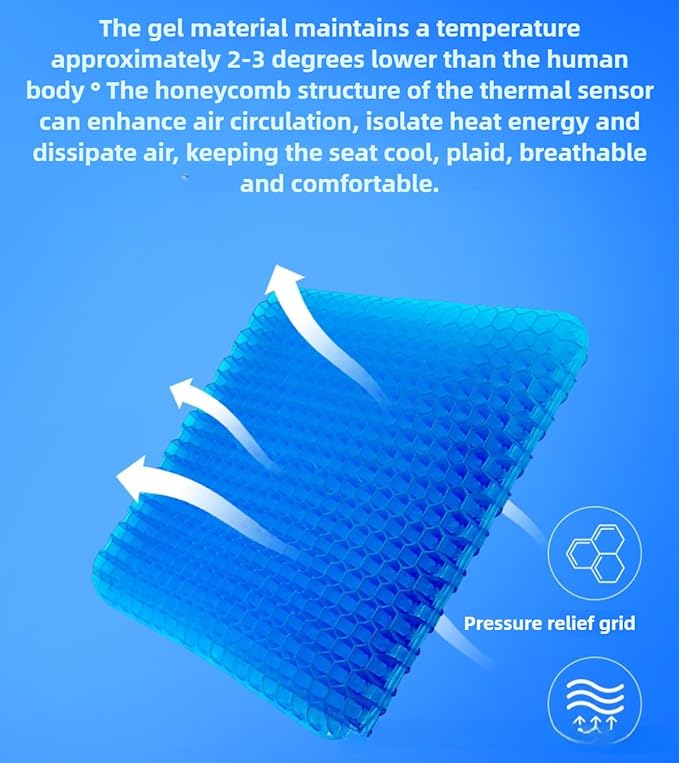 Summer ice pad Honeycomb Gel Office Chair Cushion, Long Sitting Silicone Butt pad, car Cool seat Cushion