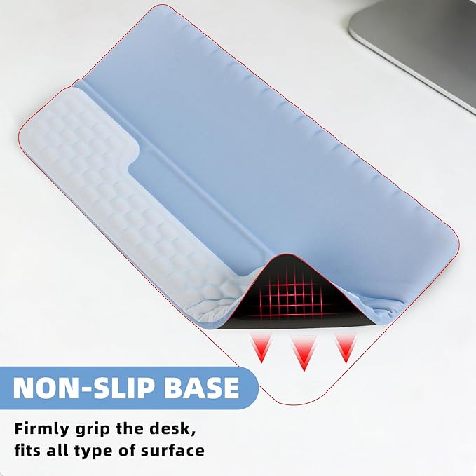 Keyboard Stand with Wrist Rest，Ergonomic Wrist Pad Memory Foam Keyboard Riser Holder Tray with Non-Slip Base, Pain Relief for Work Study Game (Blue)