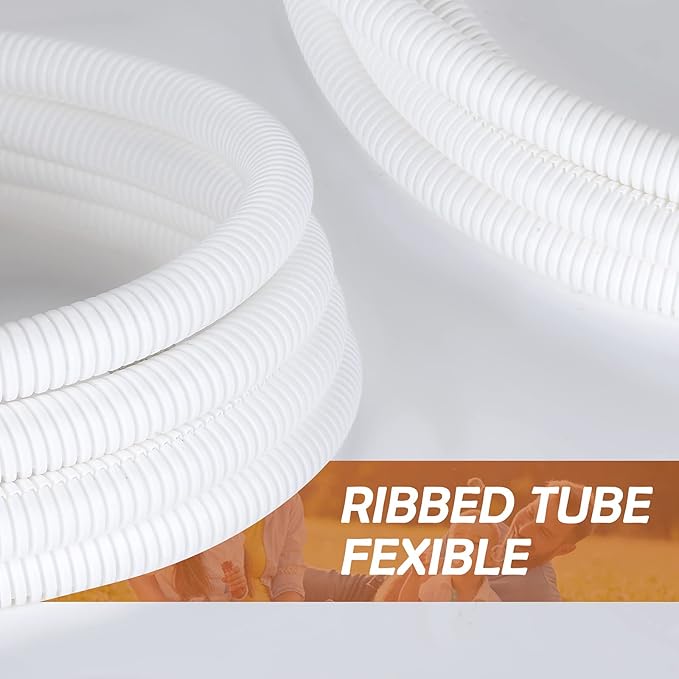 ZhiYo 20FT 1/4” Wire Loom Split Tubing Auto Wire Conduit Flexible Cover | High Temperature Heat Resistant -40F to 257F | Plastic Cover for Electrical Wires & Cables, White