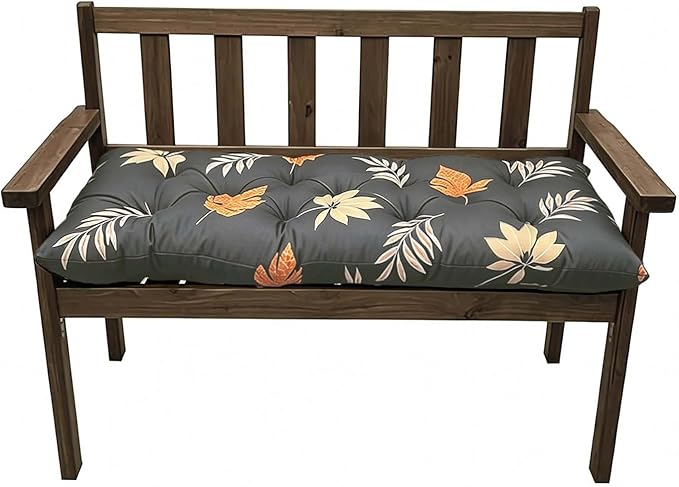 Outdoor Waterproof Bench Cushions Garden Floral Bench Cushion Tufted Chair Pad 40 x 20 in Replacement Seat Pad for Garden Patio Grey Yellow