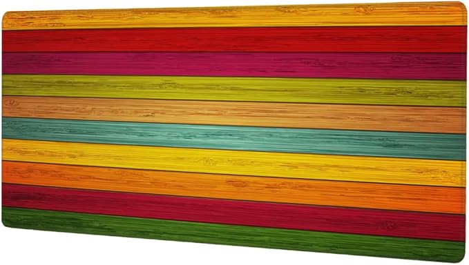 Large Mouse Pad Gay Rainbow Wood Non-Slip Rubber Long Gaming Desk Mat Big Computer Keyboard Mousepad Waterproof Protector Wristing Pad for Gaming Office Home Decorative 31.5 X 11.8 Inch