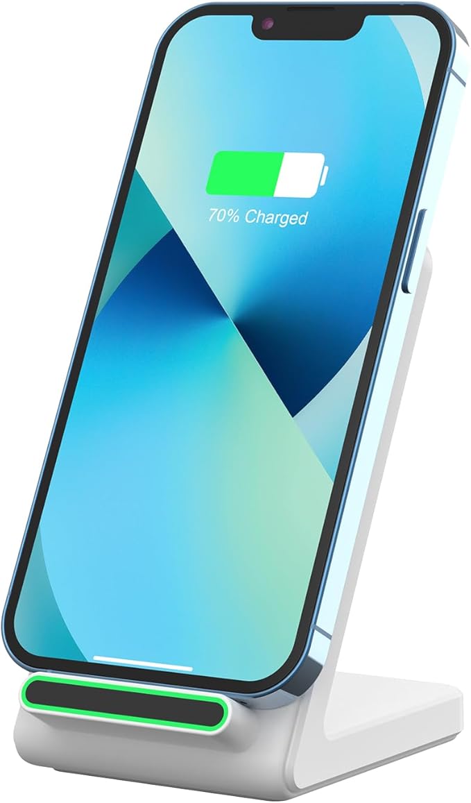 Wireless Charger Stand for Samsung, Fast Wireless Charging Stand for Apple iPhone, for Samsung Galaxy S22/S21/S20, for Google Pixel, for LG and All Qi-Enabled Devices (White)