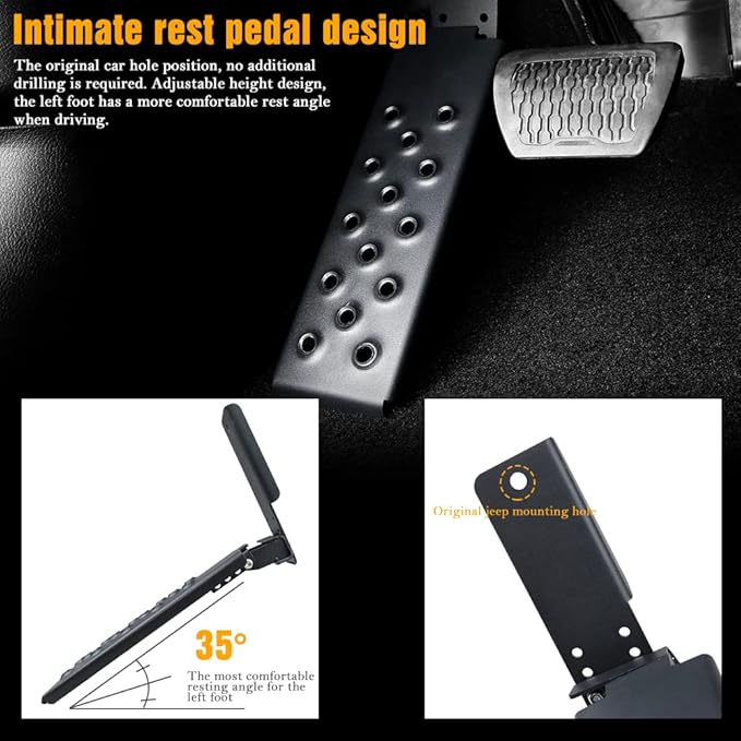 JROAD Driver Side Dead Pedal Left Side Foot Rest Kick Panel Compatible with Jeep Wrangler JL JLU 2018 2019 2020 2021 & Gladiator JT 2018-2021