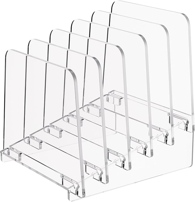 MaxGear Desk File Organizer, 5-Section Vertical Acrylic Filing Folders Holder Stand, Clear Incline Document Organizer Sorter Rack for Office School Home