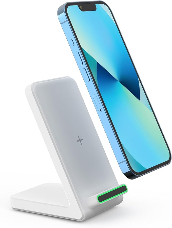 Wireless Charger Stand for Samsung, Fast Wireless Charging Stand for Apple iPhone, for Samsung Galaxy S22/S21/S20, for Google Pixel, for LG and All Qi-Enabled Devices (White)