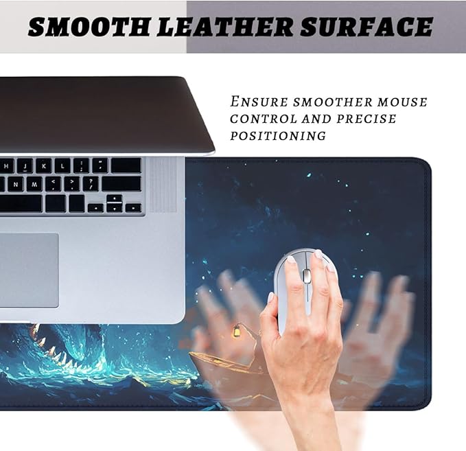 Deep Sea Monster Mouse Pad Fisherman Myth Legend Monster Extended Keyboard Mouse Mat for Computer Office, Big Laptop Mouse pad, Gaming Pc 31.5x11.8 in