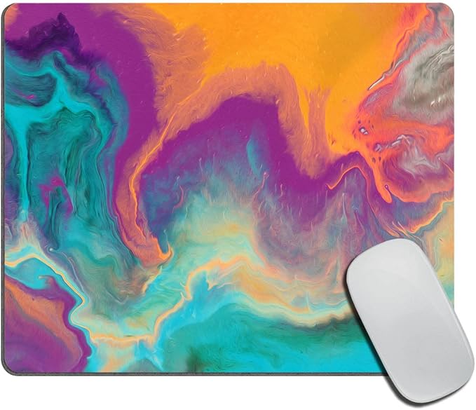 Mouse Pad Custom Design,Abstract Rich and Colorful Orange Anti-Slip Rubber Mousepad for Gaming Office Laptop Computer PC Men Women Kids, Cute Custom Pattern, Purple, Blue, Yellow,Teal