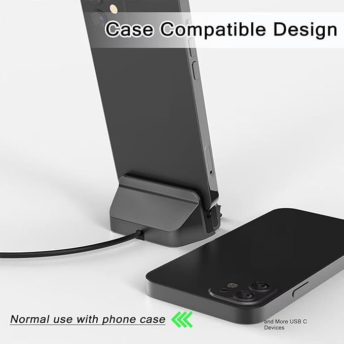 USB C Phone Dock Station for iPhone 15/16, Galaxy, Google Pixel, LG, HTC & More, Phone Charging Stand Cradle for Desk Nightstand, USB C Charging Dock Stand for Switch/Switch Lite