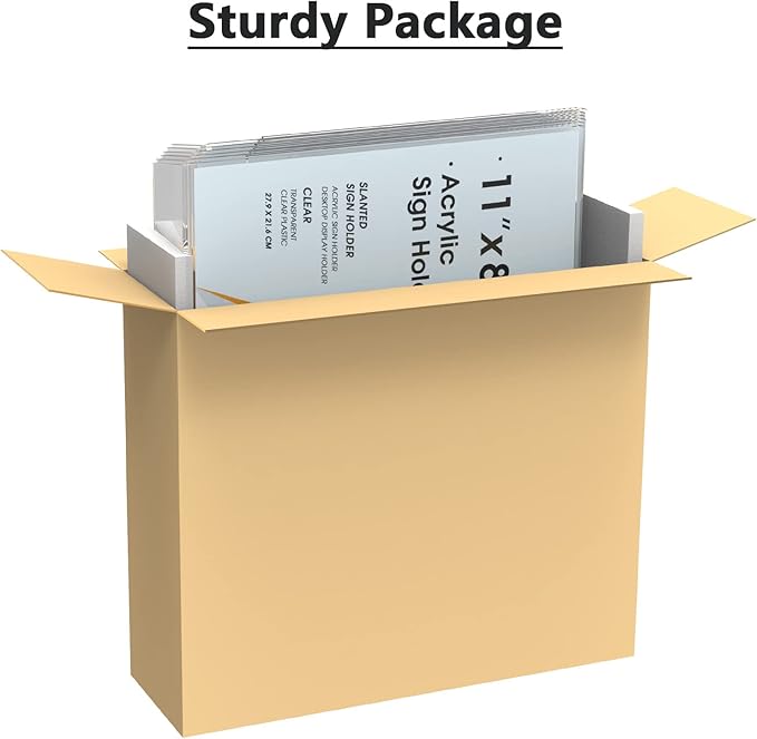 MaxGear Acrylic Sign Holder 8.5x11 Inches Horizontal 6 Pack, Slant Back Clear Tabletop Display Stands for Flyers Menus Documents, Landscape Sign Frames