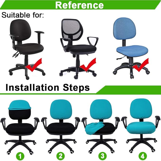 Smiry Stretch Jacquard Office Computer Chair Covers, Removable Washable Universal Desk Rotating Chair Slipcovers Protector, Seat + Backrest Cover, Dark Grey