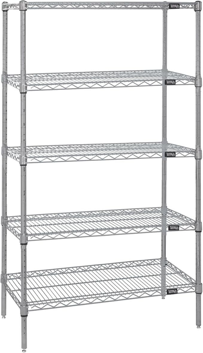 Quantum Storage Systems WR63-3660S-5 Starter Kit Wire Shelves Stainless Steel 5 Shelves 63" H x 60" W x 36" D