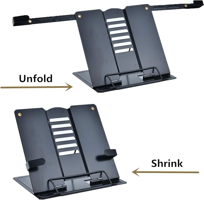 Citmage Desk Book Stand Document Holder Heavy Duty Metal Reading Stand Black for Book Magazine Menu iPad Music Score Speech Draft with 6 Adjustable Positions (Upgrade Edition)