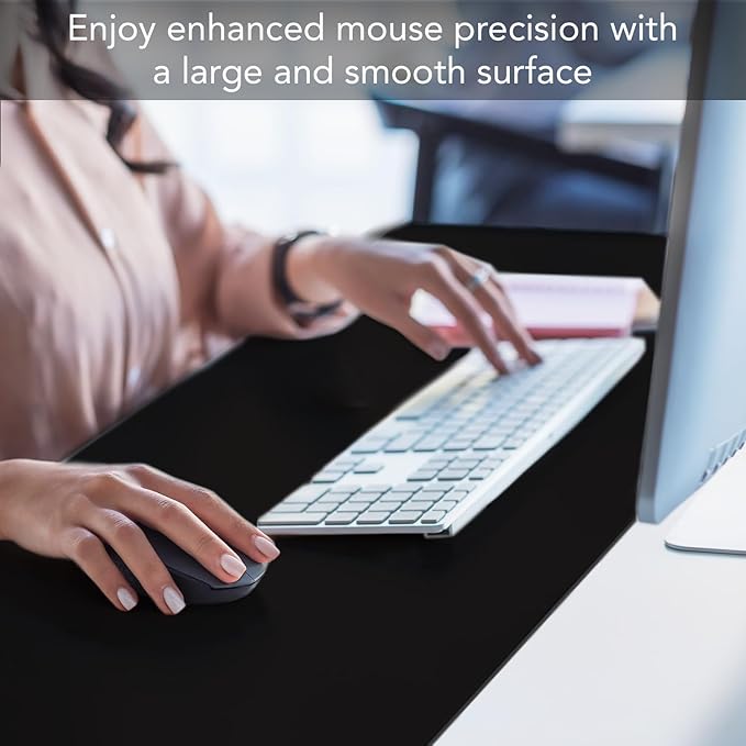 CounterArt Black Large Waterproof Desk Protector 32” x 16” Made in The USA Desk Mat Office Mat Large Mouse Pad