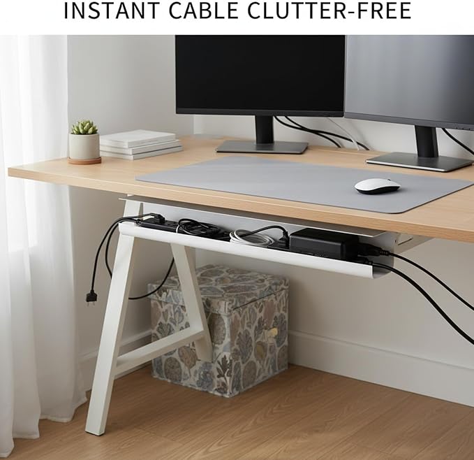 Under Desk Cable Management Tray, No-Drill Mount Cord Organizer for Power Strips and Wires, 15.7 x 3.9 x 3.5 Inches (1 PC)