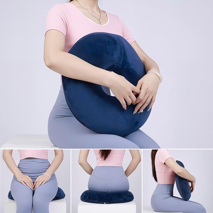 Donut Pillow for Tailbone Pain and Hemorrhoid, Memory Foam Butt Donut Seat Cushion with Hole, Pelvis Pressure Relief Cushion for Coccyx, Sciatica, Postpartum, Long Sitting Office Chair