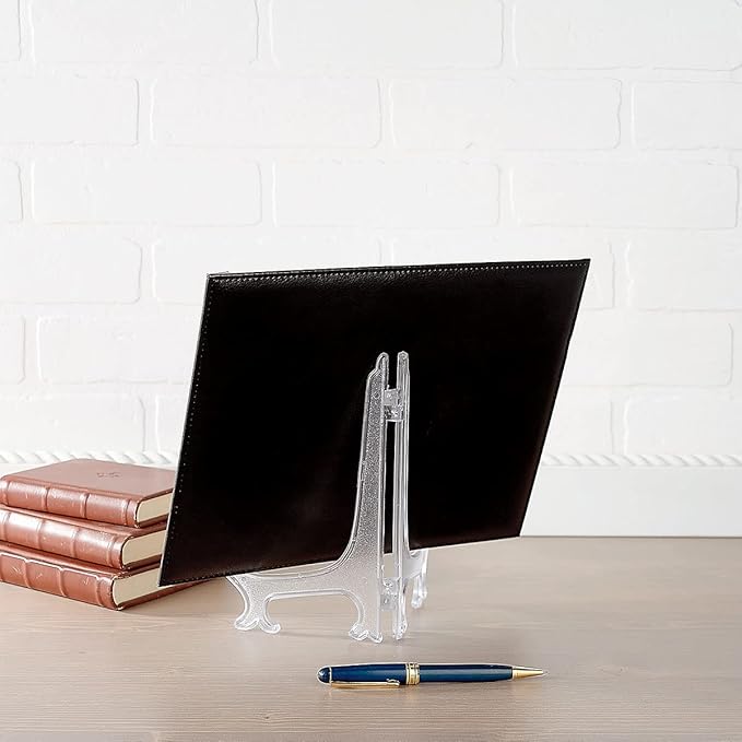 Fine Stationery Black Faux Leather Certificate Holders with Acrylic Easel Stand - 3-Pack, Holds 8.5x11'' Letter-Size Document Vertically or Horizontally, Professional Certificate Award Frame