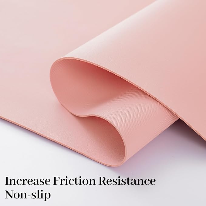 Leather Desk Pad Mat, Computer Pink Desk Mat Non-Slip, PU Large Mouse Pad for Desk, Waterproof Keyboard Mat Pink Desk Accessories for Office/Home/Decor, 23.6" x 13.7"
