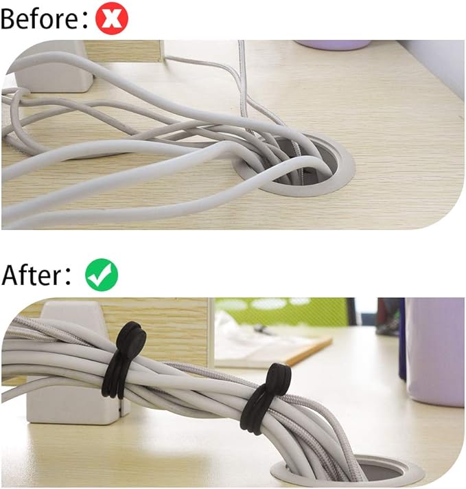 SMART&COOL Reusable Silicone Magnetic Cable Ties for Bundling and Organizing, Holding Stuff, Book Markers, Fridge Magnets, Assorted Color, 7.16'' (10-Pack, Black)