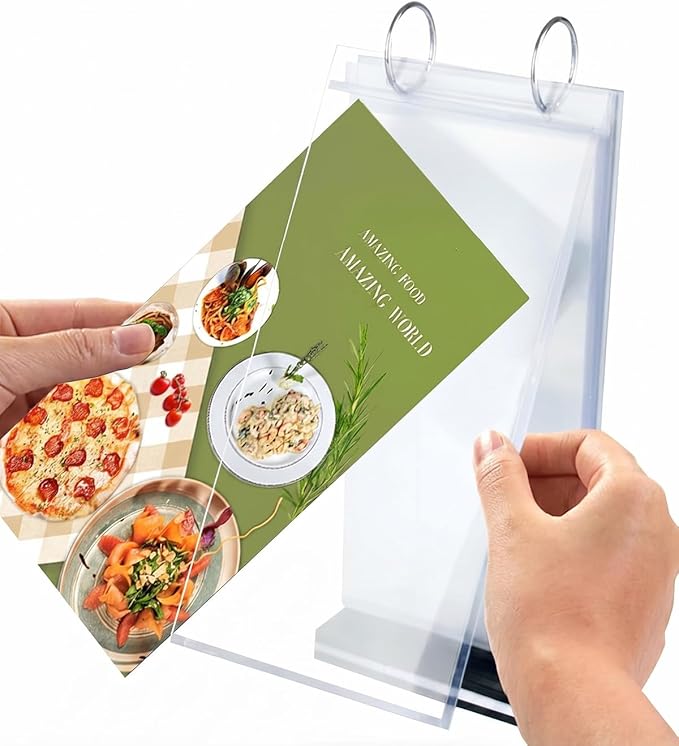 A5 T-shaped Multi Page Flip Acrylic Sign Holder,Page 6 Side 12 Suitable for Restaurants/Offices/Schools/Ad Display