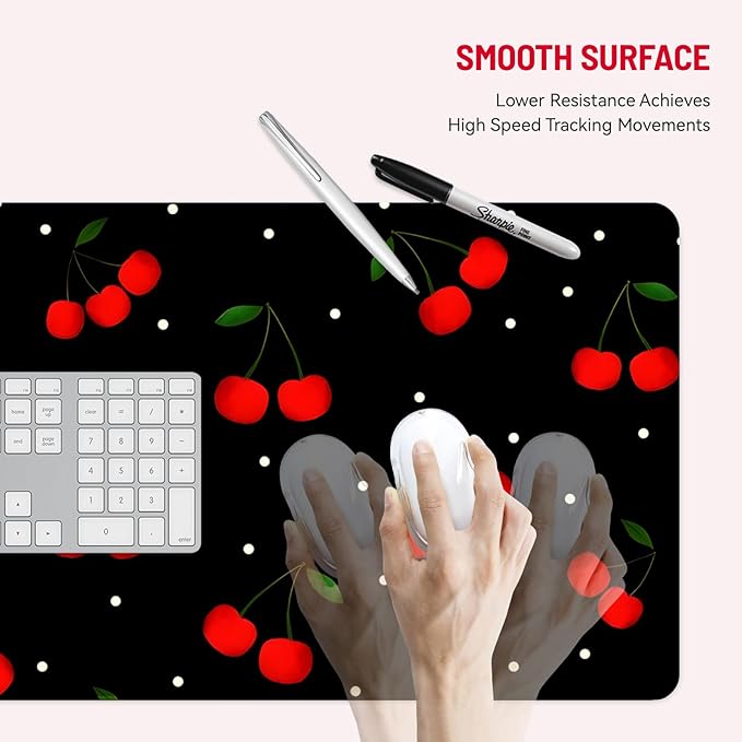 Mousepad Desk Mat Gaming Large Keyboard Cute Office Desktop Computer Laptop Cherry XXL Long Giant Big Kawaii Aesthetic Girly Pretty Design Women Girl Gamer Oversized Wide 30x12'' Mousepad