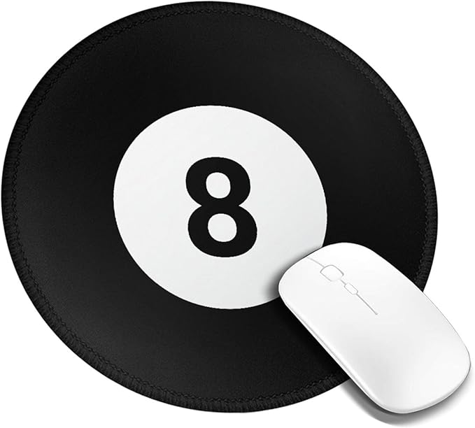 8 Ball Round Mouse Pad Premium Textured Mouse Mat Washable Mousepads with Extended Stitched Edges Non Slip Rubber Base Small Mousepad 7.9 X 7.9 X 0.12 Inches