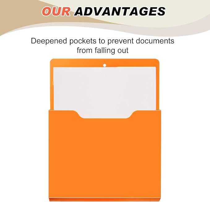 Fuutreo 6 Pcs Magnetic Wall File Organizer Magnetic Wall File Holder Refrigerator Magazine Holder for Mail Letters Paper(Bright Color,Vertical-large)