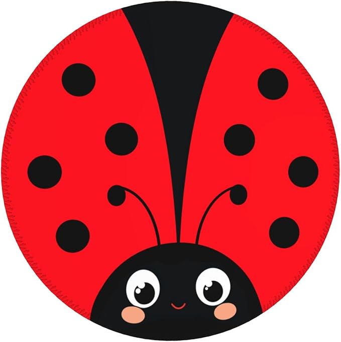 Cute Red Animal Round Mouse Pad Premium Textured Mouse Mat Washable Mousepads with Extended Stitched Edges Non Slip Rubber Base Small Mousepad 7.9 X 7.9 X 0.12 Inches