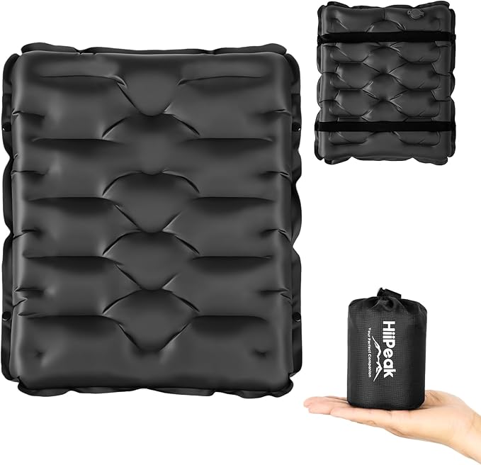 HiiPeak Inflatable Seat Cushion, Lightweight Stadium Seat Pad Camping Air Seat Cushion for Bleachers Backpacking Hiking Airplane Office Car Sports Events Concert