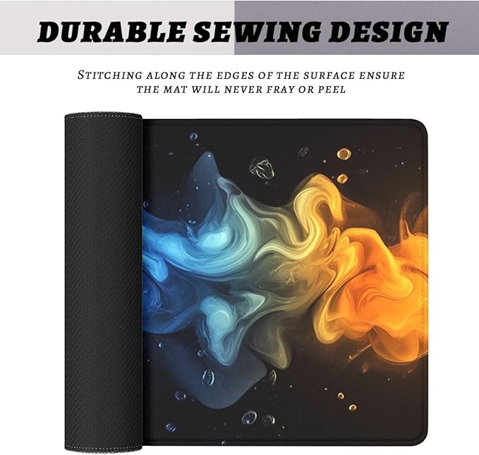 Abstract Gaming Mouse Pad Paint Swirl Neon Light Fluid Shape Large Gaming Mouse Mat with Stitched Edges,Non-Slip Waterproof Rubber Base Mous Mat 31.5x11.8 in