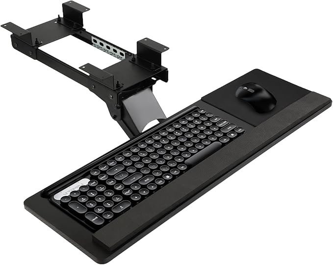 Keyboard Tray Under Desk， 360° Adjustable Slide Out Keyboard Tray Under Desk with Mouse Pad & Wrist Rest，Ergonomic Large Size Keypad Tray Holder， Suitable for Office/Game/Home