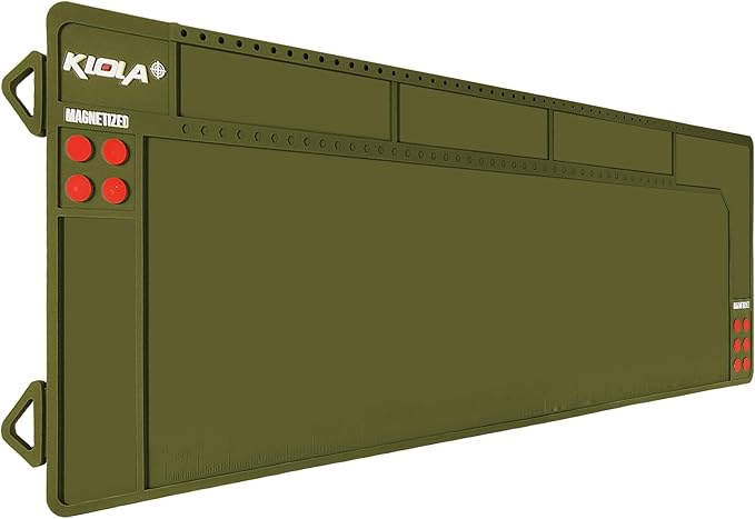 Klola Rifle Shotgun Cleaning Mat - Large Magnetic Gun Mat with Organizer Parts Tray, Anti-Slip Workbench Cleaning Pad, Inch Ruler