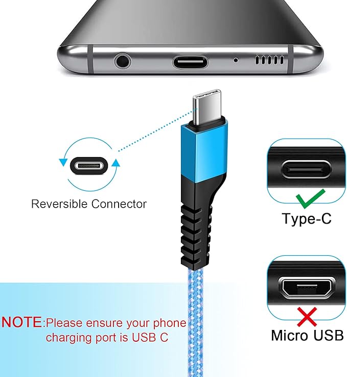 Samsung S26 Type C Cable Fast Charging Cord 2 Pack 3.3Ft USB A to USB C Cables Android Braided Power Cord for Galaxy S26 Ultra S26+ S25 FE A07 A17 A56 A36 A54 A16 A35 A55 S24 FE S23 S22 Ultra S21 S20