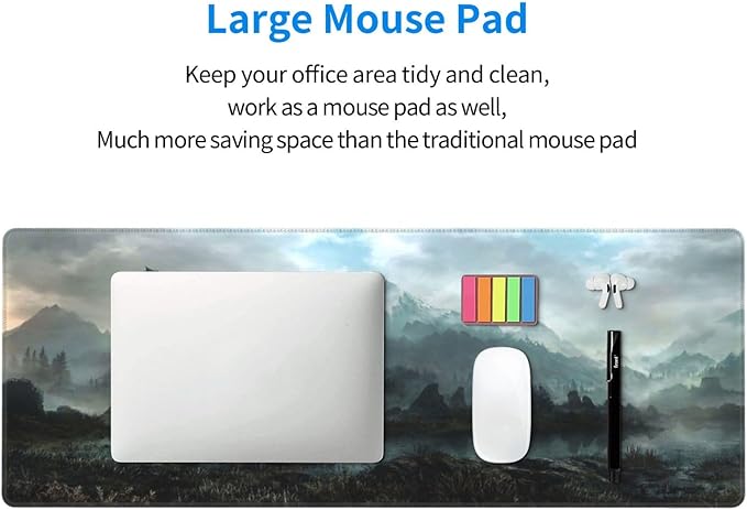 Generic Mouse Pad Non-Slip Rubber Base Mouse Pad Waterproof Desk Writing Mat for Office Home 12x31.5in, Black2