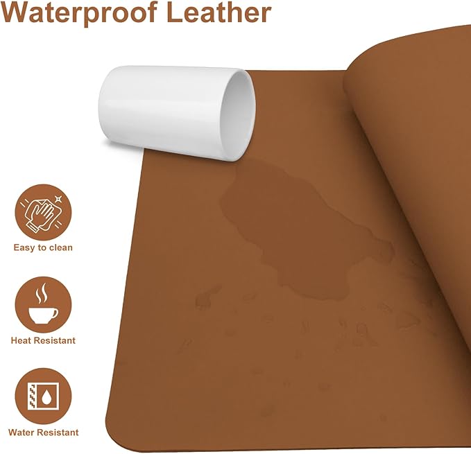 Desk Pad,Large Mouse Pad, Non-Slip PU Leathers Writing Pad,Desktop Protection Pad,Computer Desk Pad, Waterproof Table Mat, Desk Mat for Office and Home Writing (23.6"x 13.7")