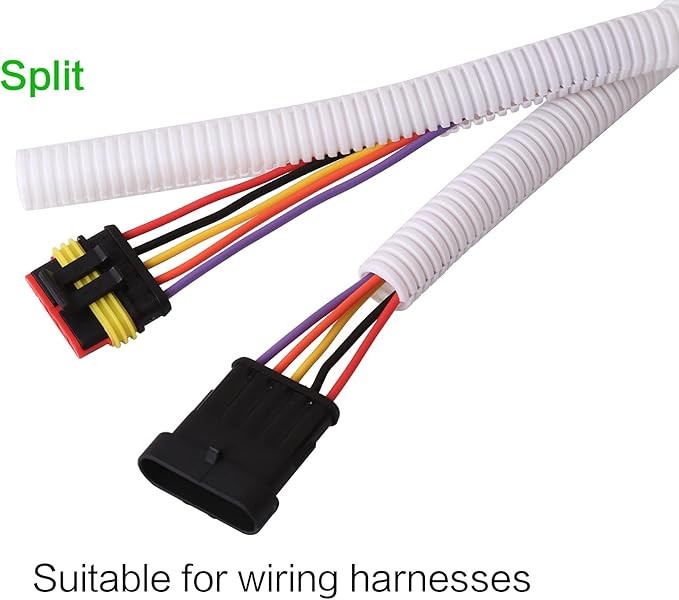 Alex Tech 100ft - 1/4 inch Split Wire Loom Tubing - White